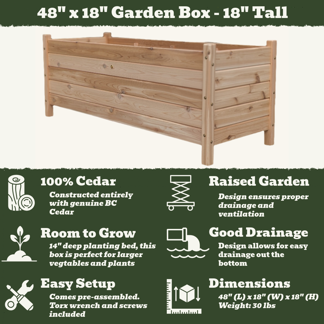 48" x 18" Garden Box - 18" Tall