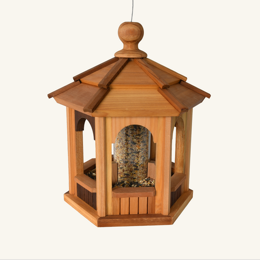 12-inch handcrafted cedar bird feeder made from premium Western Red Cedar, durable and weather-resistant, locally made in British Columbia by Kelowna Woodcraft.