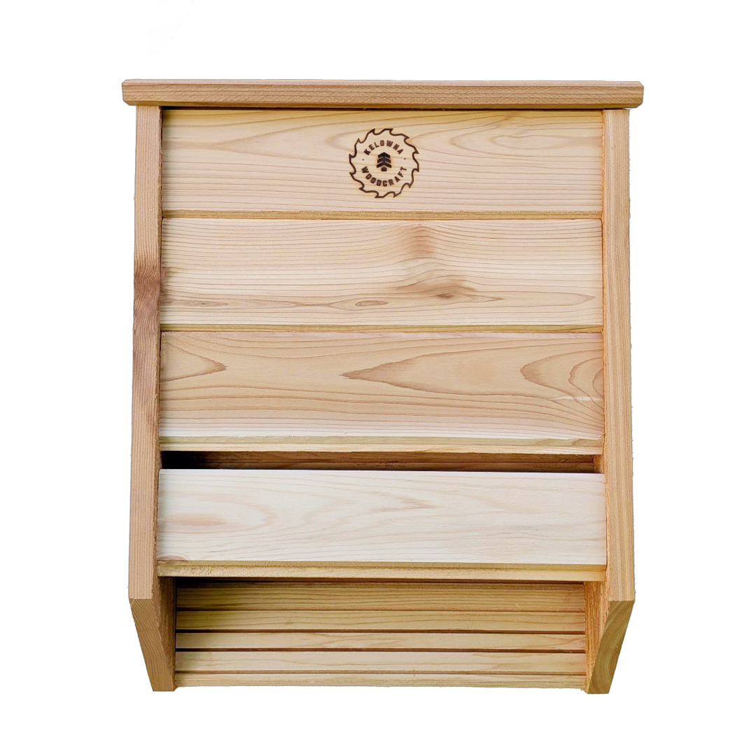 Wooden bat box with a visible brand logo on a white background