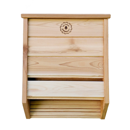 Wooden bat box with a visible brand logo on a white background