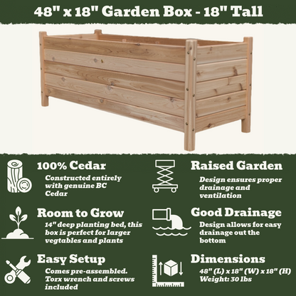 48" x 18" Garden Box - 18" Tall