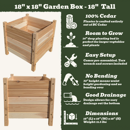 18" x 18" Garden Box - 18" Tall